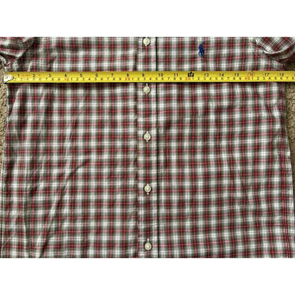 Polo Ralph Lauren Long Sleeve Button Down Shirt Logo Red Plaid Boys Large JBHS